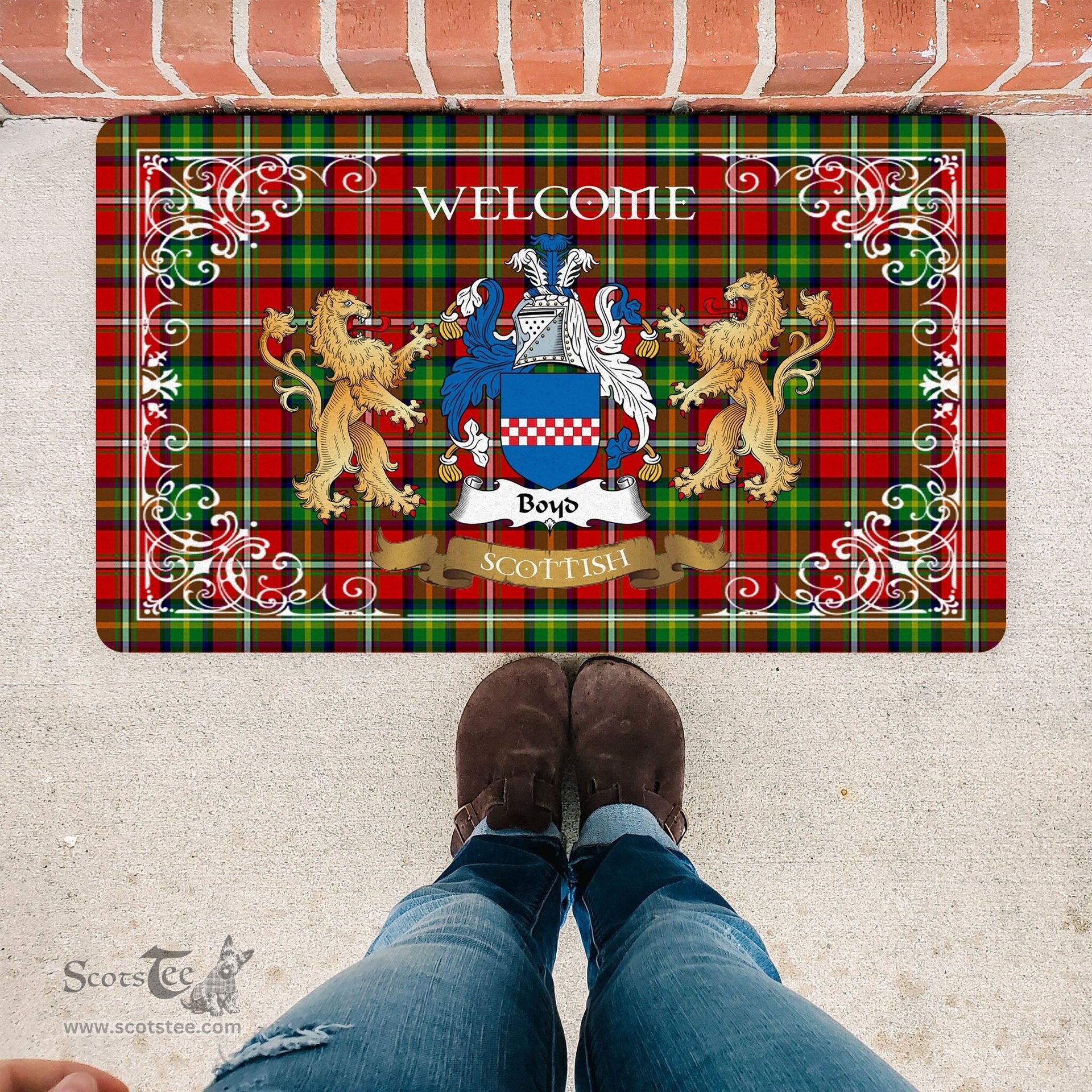Personalized Doormat, Custom Door Mats, Tartan Door Mat The Family Boyd Welcome Mat, Plaid Doormat Scottish, Custom Welcome Mats, Personalized Door Mat