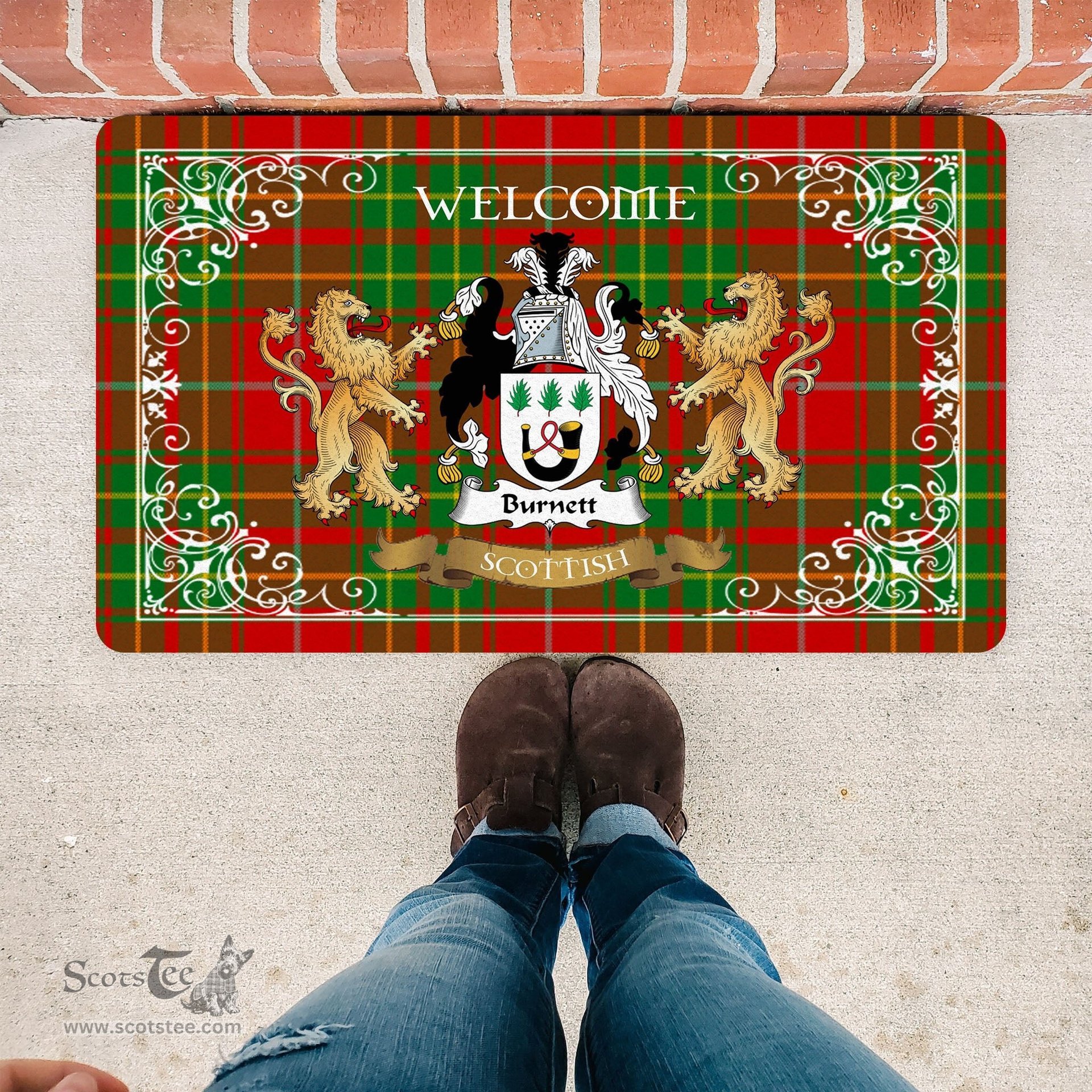 Personalized Doormat, Custom Door Mats, Tartan Door Mat The Family Burnett Ancient Welcome Mat, Plaid Doormat Scottish, Custom Welcome Mats, Personalized Door Mat
