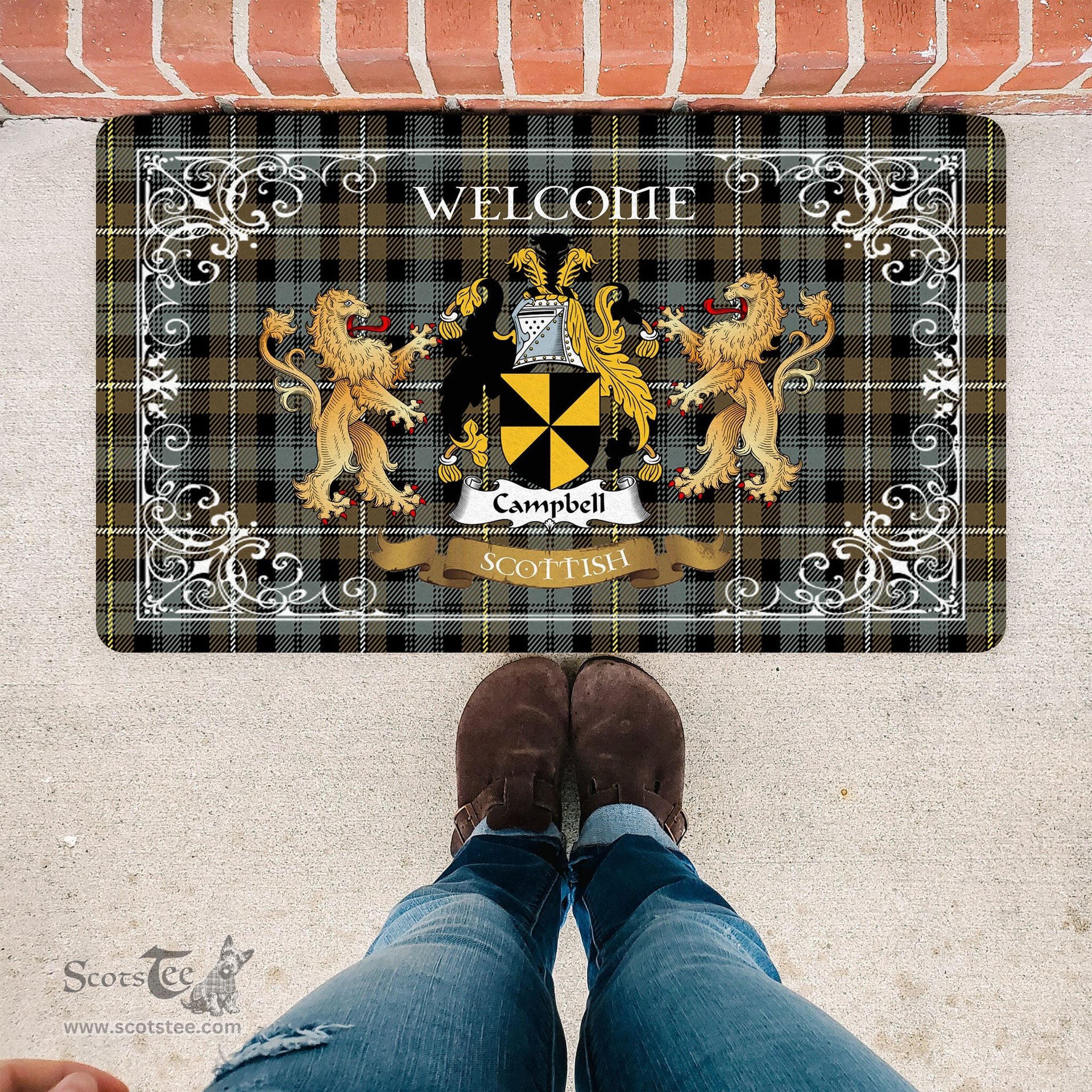 Personalized Doormat, Custom Door Mats, Tartan Door Mat The Family Campbell Argyll Weathered Welcome Mat, Plaid Doormat Scottish, Custom Welcome Mats, Personalized Door Mat