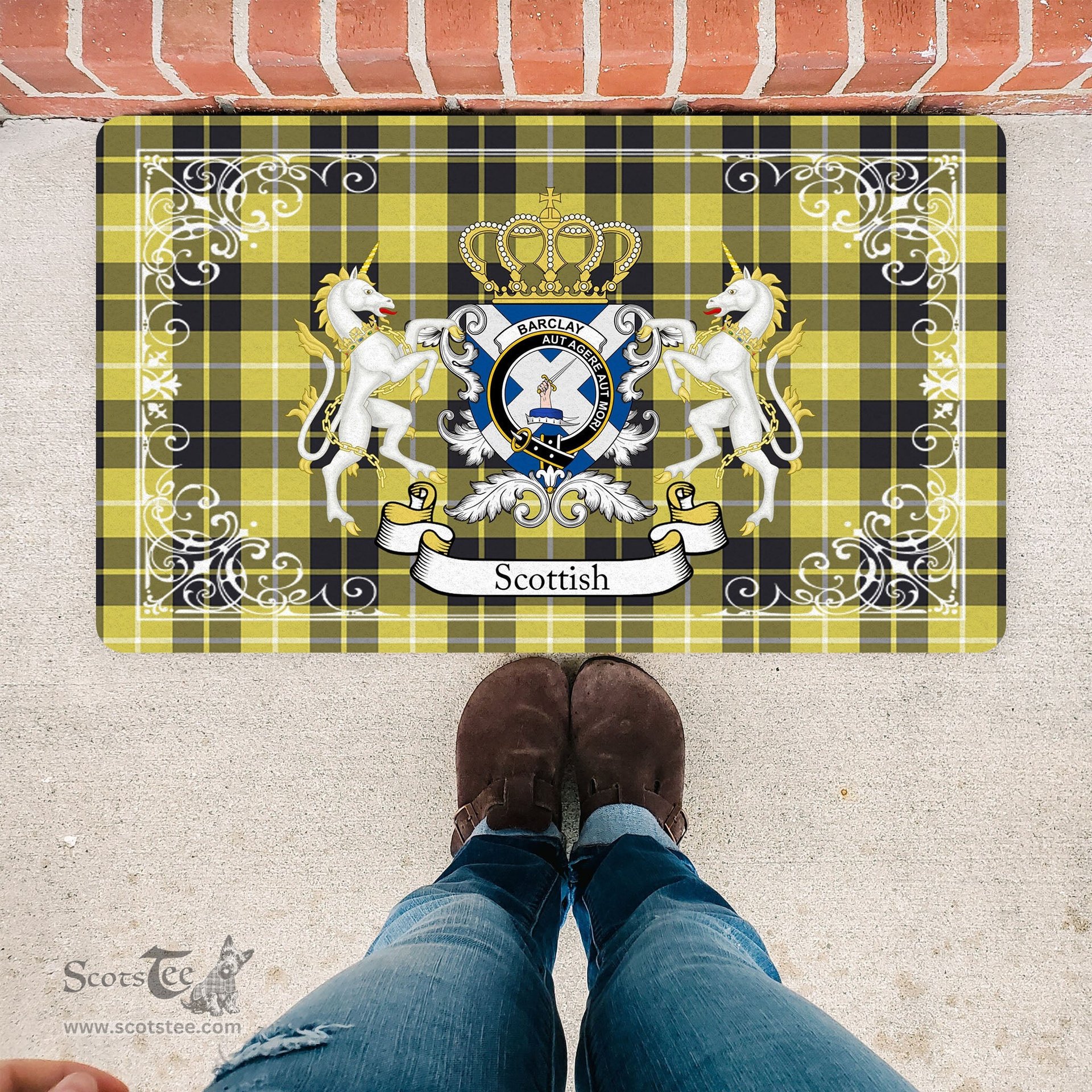 Personalized Doormat, Custom Door Mats, Welcome Mat Scottish Barclay Dress Modern Tartan Door Mat, Plaid Doormat, Custom Welcome Mats, Personalized Door Mat