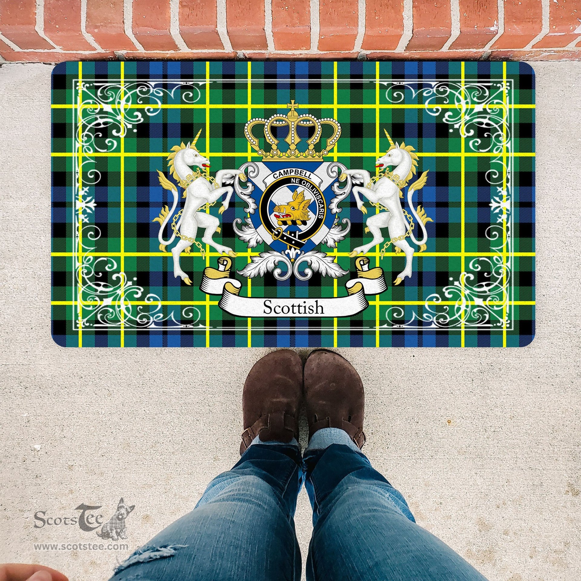 Personalized Doormat, Custom Door Mats, Welcome Mat Scottish Campbell Of Breadalbane Ancient Tartan Door Mat, Plaid Doormat, Custom Welcome Mats, Personalized Door Mat