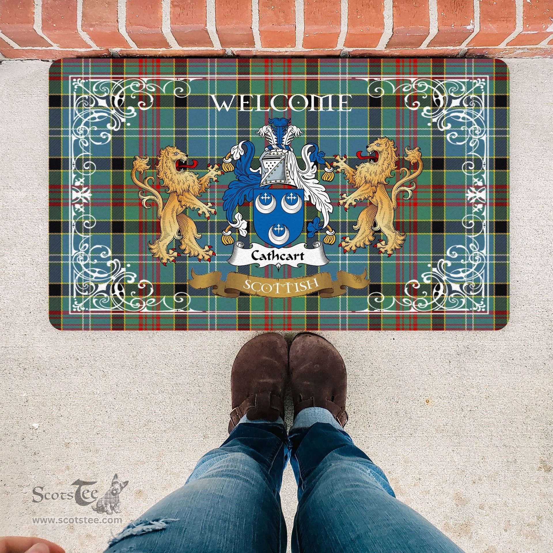 Personalized Doormat, Custom Door Mats, Tartan Door Mat The Family Cathcart Welcome Mat, Plaid Doormat Scottish, Custom Welcome Mats, Personalized Door Mat