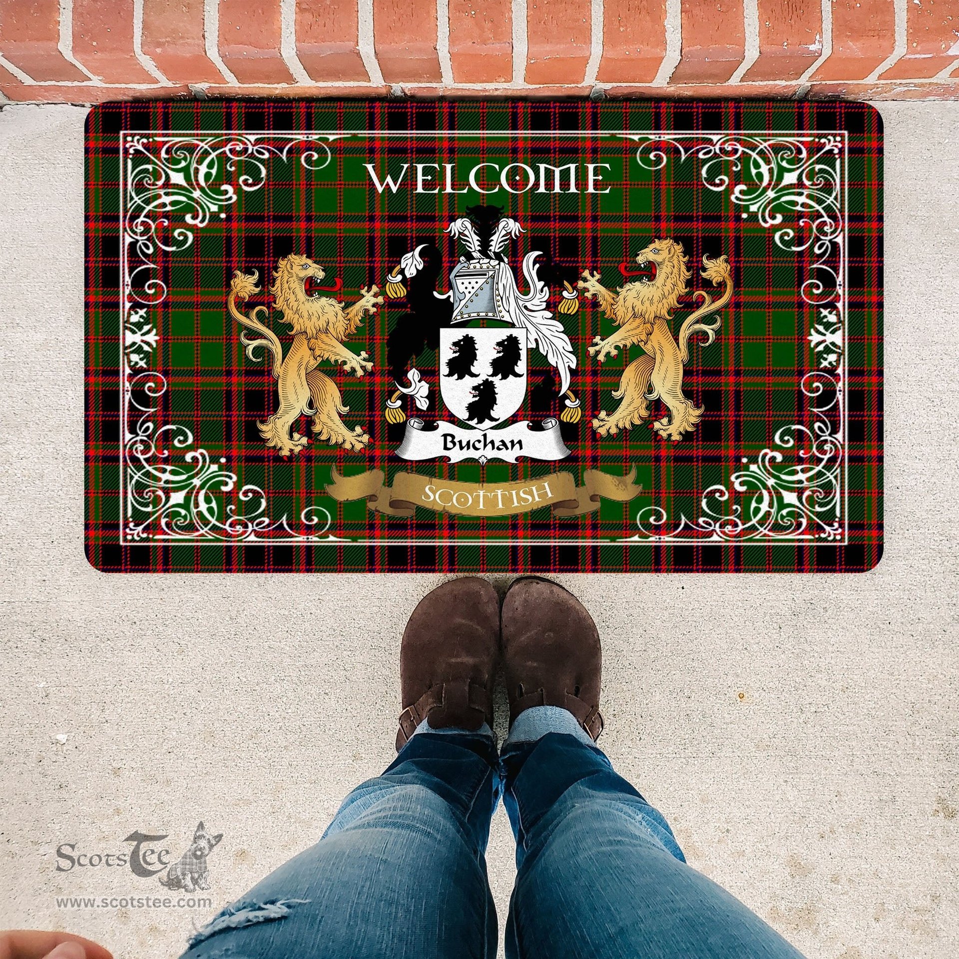 Personalized Doormat, Custom Door Mats, Tartan Door Mat The Family Buchan Welcome Mat, Plaid Doormat Scottish, Custom Welcome Mats, Personalized Door Mat