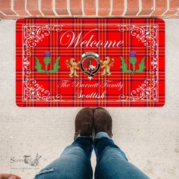 Personalized Doormat, Custom Door Mats, Welcome Mat Scottish Clan Burnett Modern Tartan Door Mat, Plaid Doormat With Thistle and Two Lion Scottish, Custom Welcome Mats, Personalized Door Mat