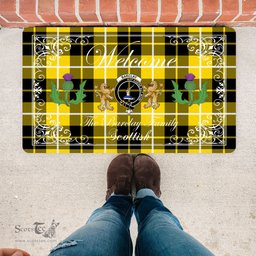 Personalized Doormat, Custom Door Mats, Welcome Mat Scottish Clan Barclay Tartan Door Mat, Plaid Doormat With Thistle and Two Lion Scottish, Custom Welcome Mats, Personalized Door Mat