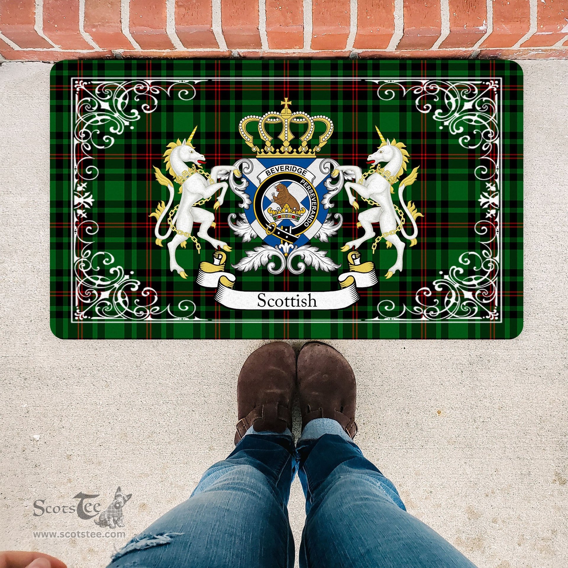Personalized Doormat, Custom Door Mats, Welcome Mat Scottish Beveridge Tartan Door Mat, Plaid Doormat, Custom Welcome Mats, Personalized Door Mat