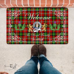 Personalized Doormat, Custom Door Mats, Welcome Mat Scottish Clan Badge Boyd Tartan Door Mat, Plaid Doormat With Thistle and Two Lion Scottish, Custom Welcome Mats, Personalized Door Mat