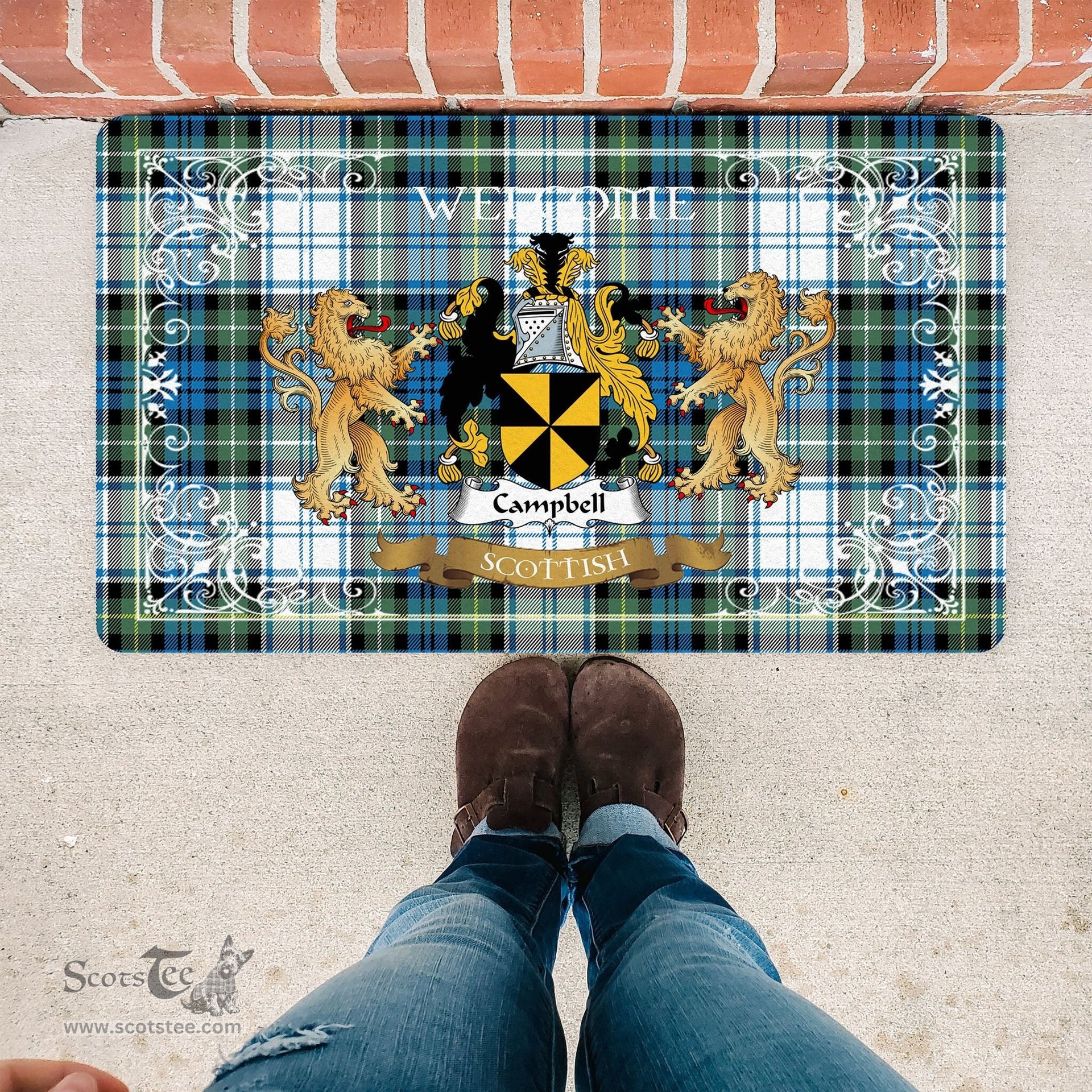 Personalized Doormat, Custom Door Mats, Tartan Door Mat The Family Campbell Dress Ancient Welcome Mat, Plaid Doormat Scottish, Custom Welcome Mats, Personalized Door Mat