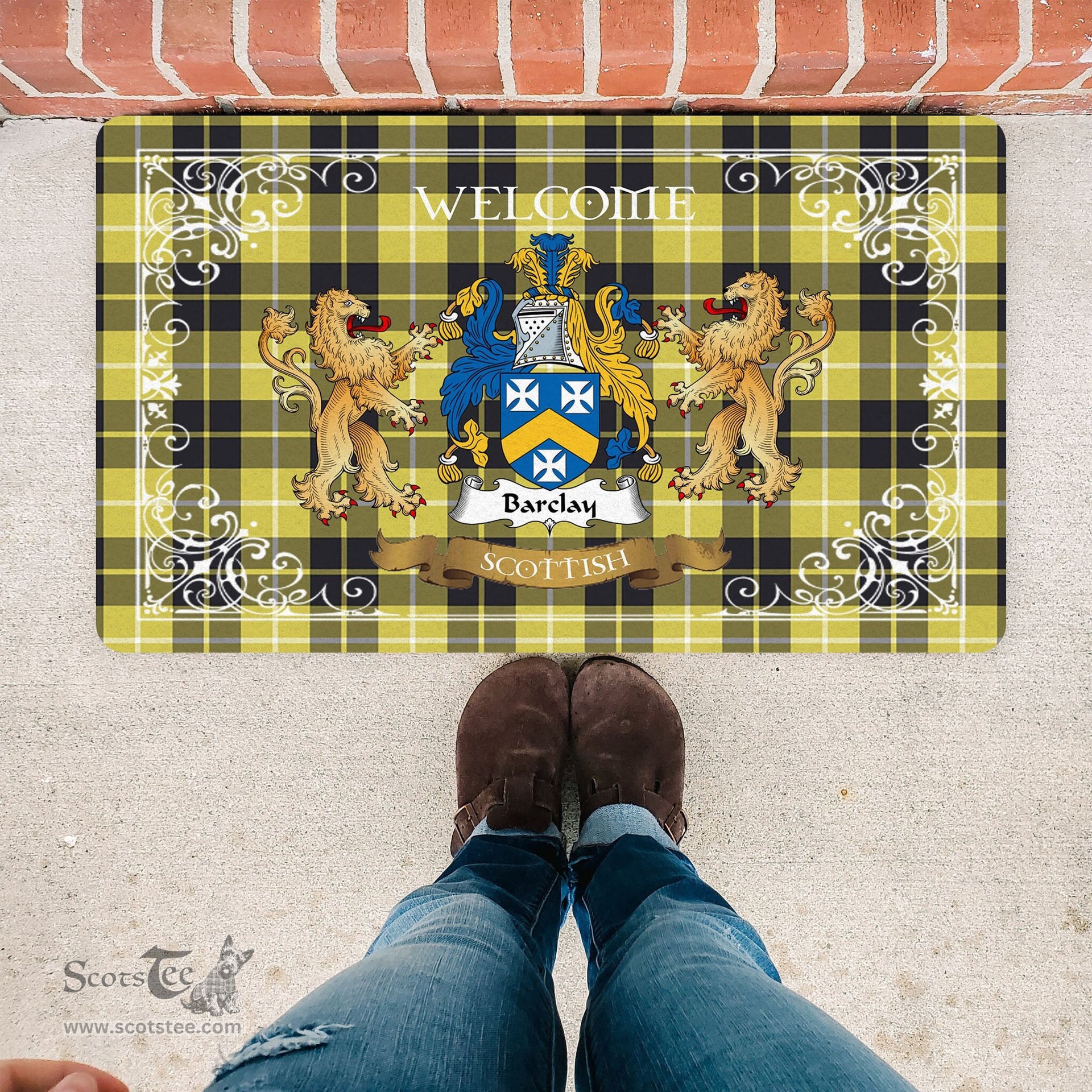 Personalized Doormat, Custom Door Mats, Tartan Door Mat The Family Barclay Dress Modern Welcome Mat, Plaid Doormat Scottish, Custom Welcome Mats, Personalized Door Mat