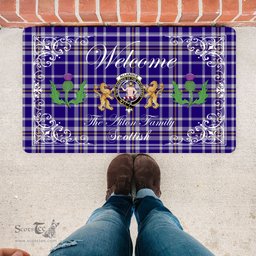 Personalized Doormat, Custom Door Mats, Welcome Mat Scottish Clan Allardice Tartan Door Mat, Plaid Doormat With Thistle and Two Lion Scottish, Custom Welcome Mats, Personalized Door Mat
