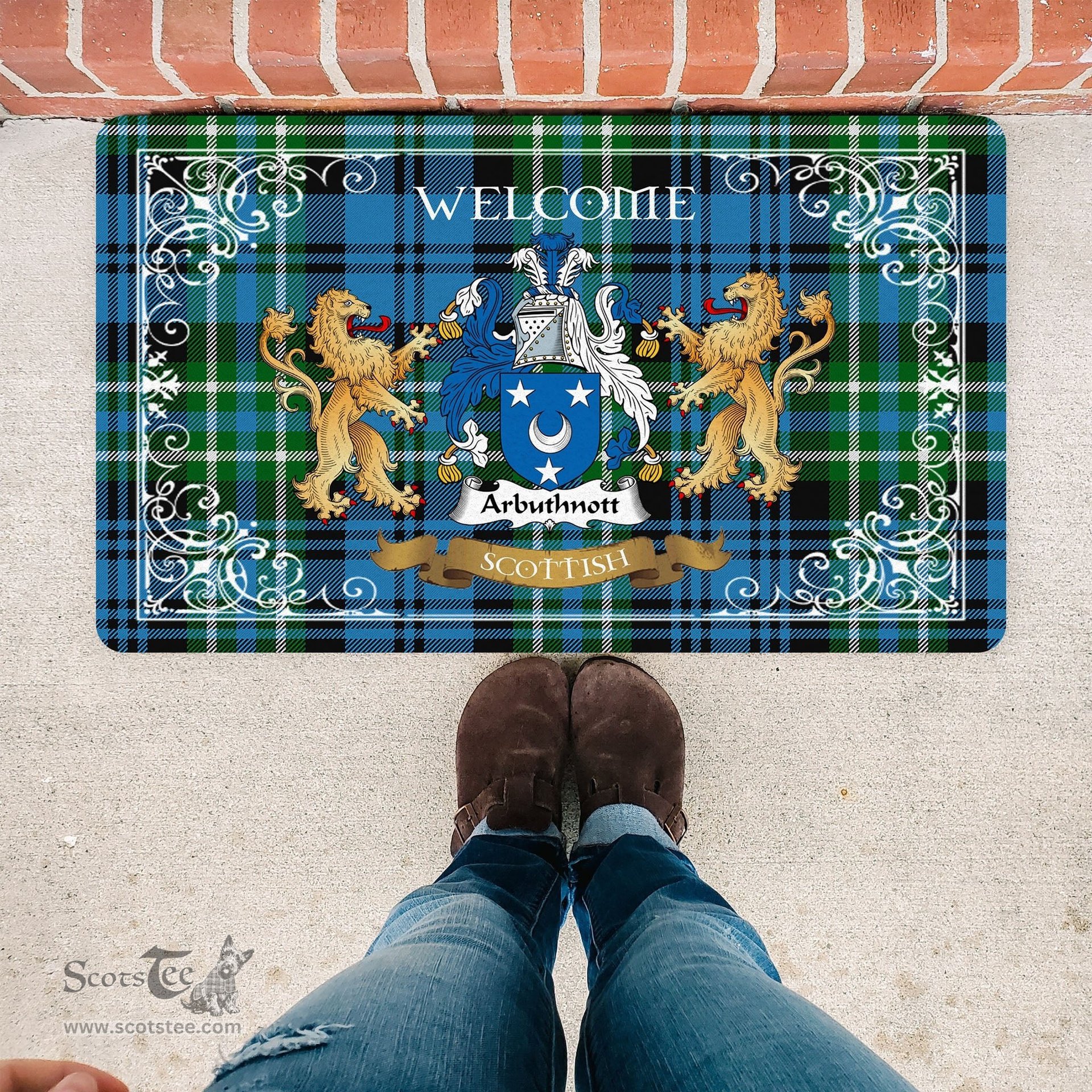 Personalized Doormat, Custom Door Mats, Tartan Door Mat The Family Arbuthnott Hunting Welcome Mat, Plaid Doormat Scottish, Custom Welcome Mats, Personalized Door Mat