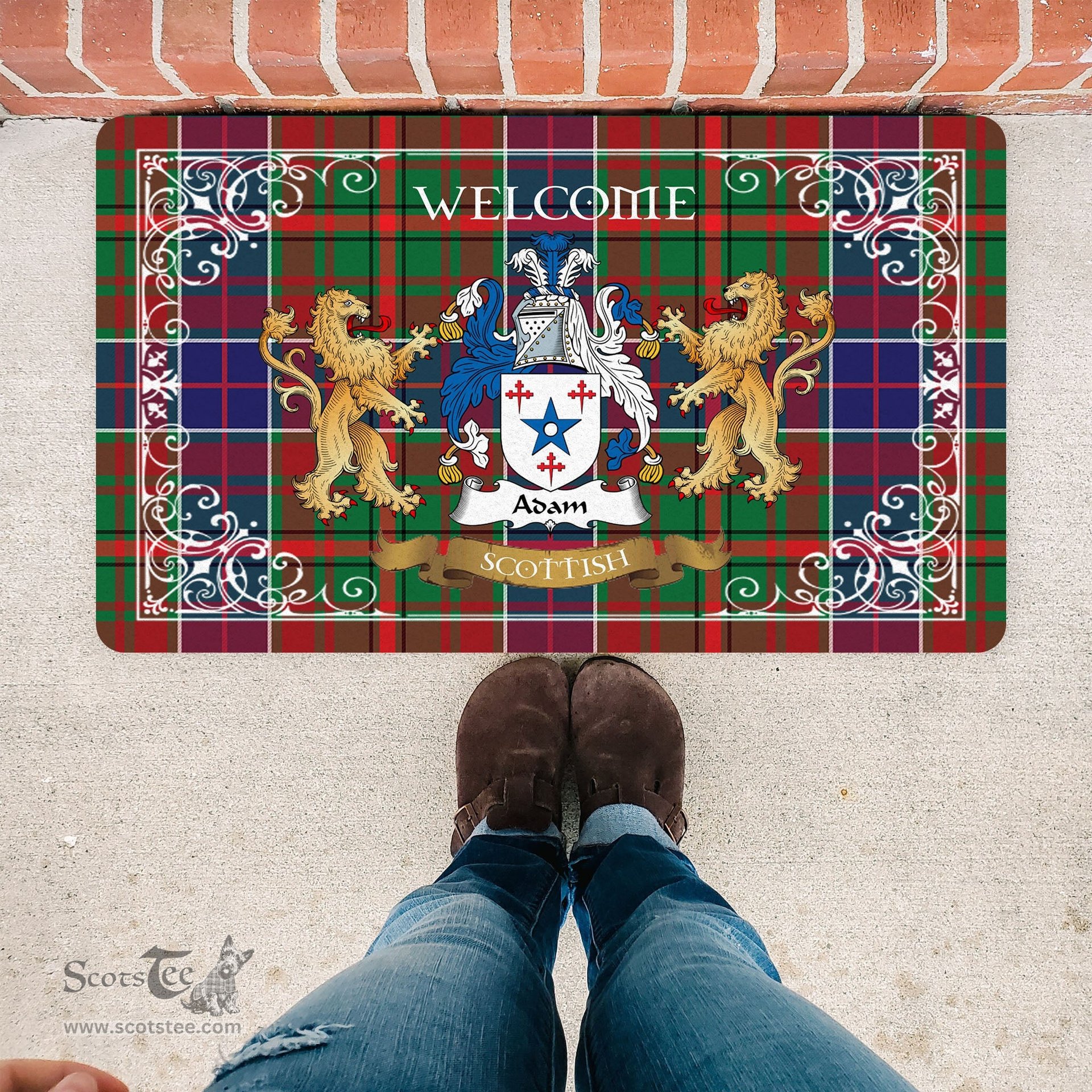 Personalized Doormat, Custom Door Mats, Tartan Door Mat The Family Adam Ancient Welcome Mat, Plaid Doormat Scottish, Custom Welcome Mats, Personalized Door Mat