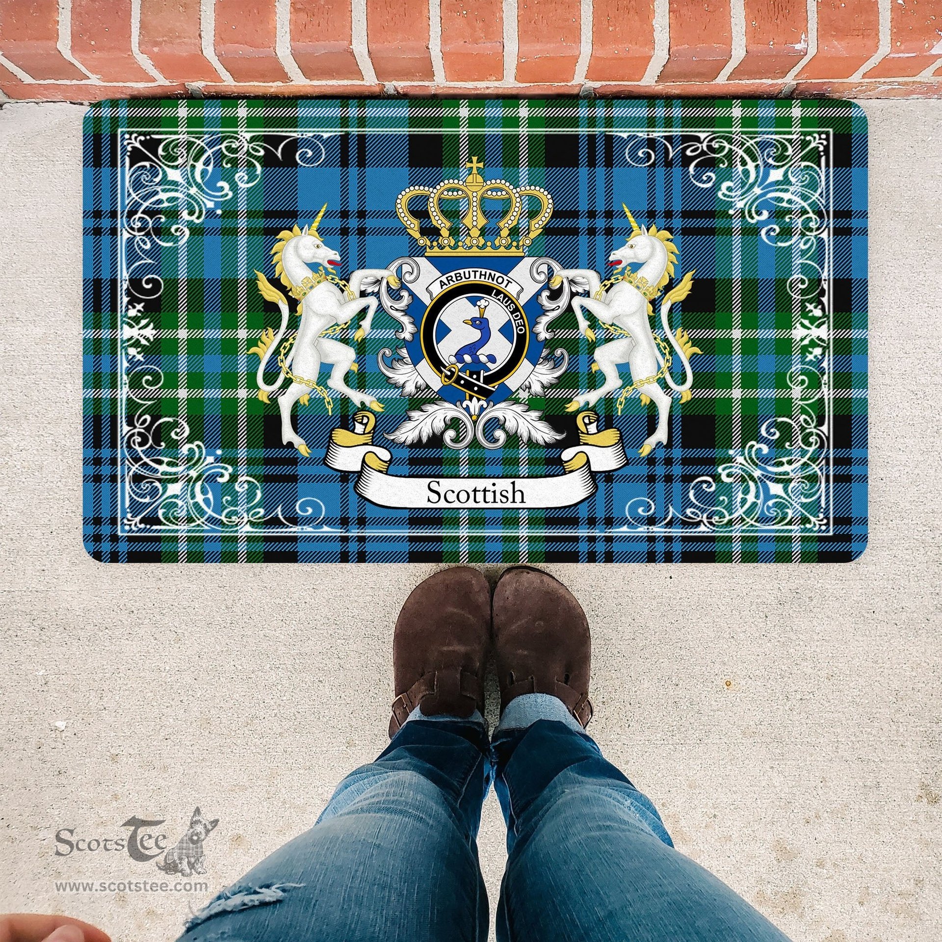Personalized Doormat, Custom Door Mats, Welcome Mat Scottish Arbuthnott Hunting Tartan Door Mat, Plaid Doormat, Custom Welcome Mats, Personalized Door Mat