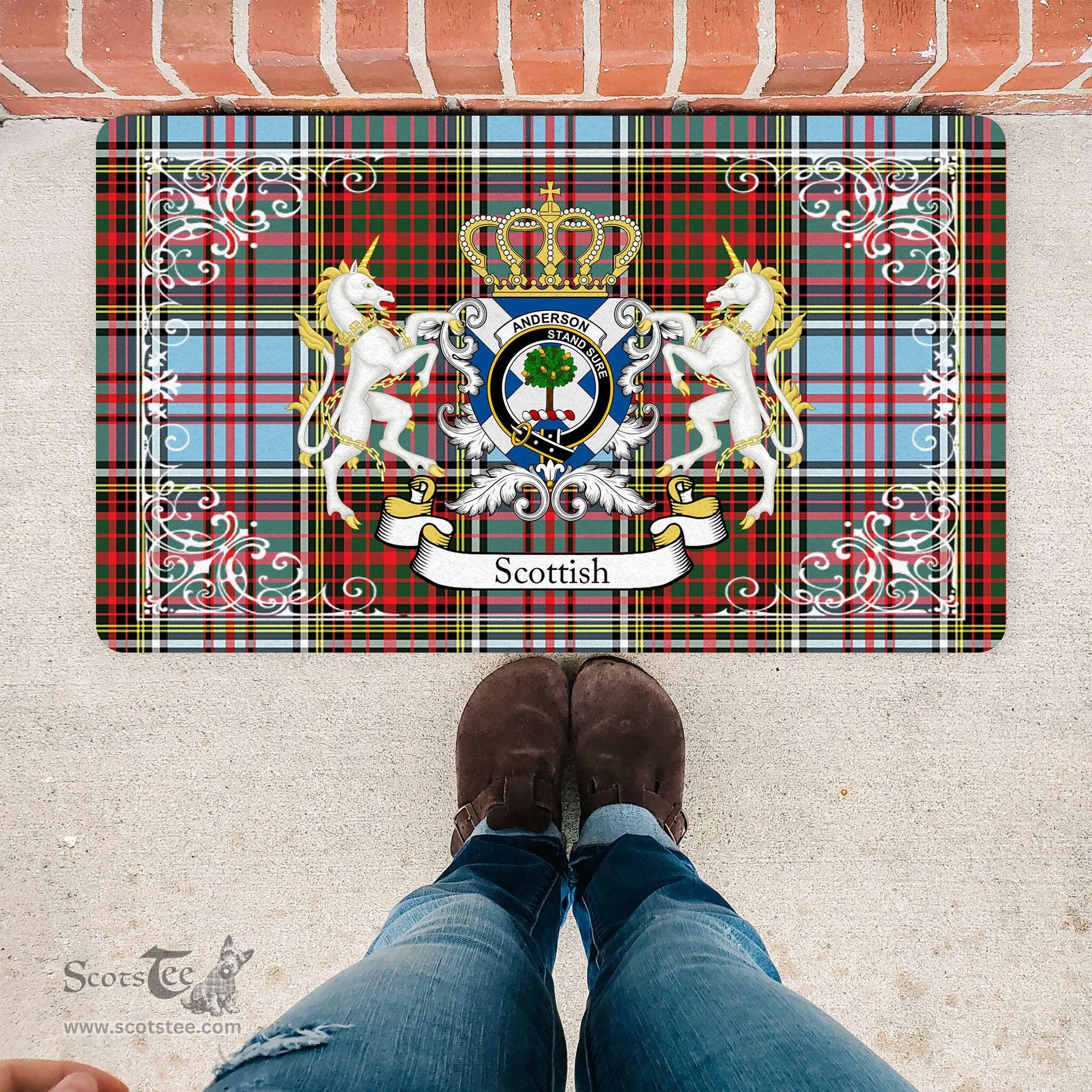 Personalized Doormat, Custom Door Mats, Welcome Mat Scottish Anderson Ancient Tartan Door Mat, Plaid Doormat, Custom Welcome Mats, Personalized Door Mat