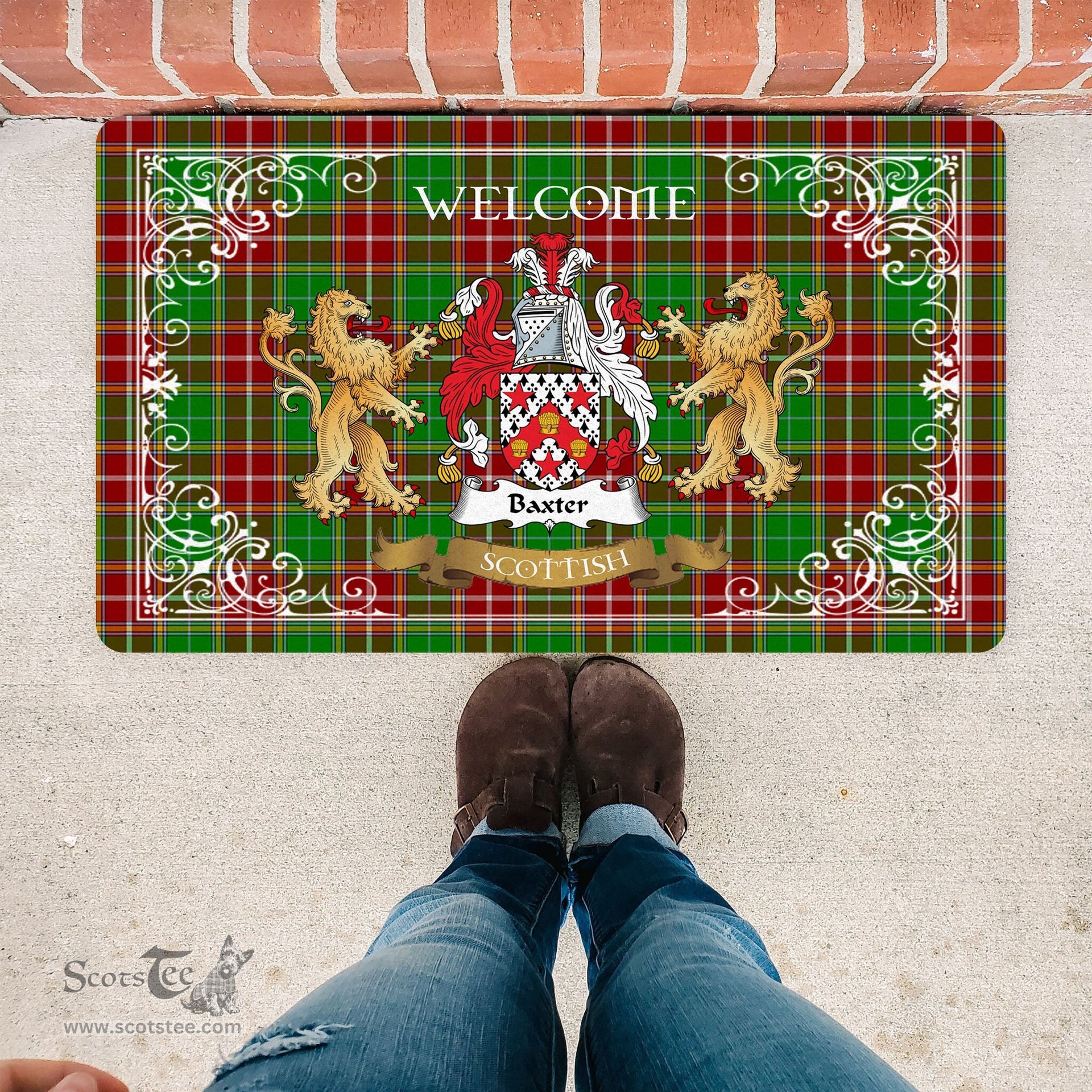 Personalized Doormat, Custom Door Mats, Tartan Door Mat The Family Baxter Modern Welcome Mat, Plaid Doormat Scottish, Custom Welcome Mats, Personalized Door Mat