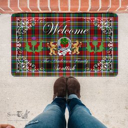 Personalized Doormat, Custom Door Mats, Welcome Mat Scottish Clan Badge Anderson Of Arbrake Tartan Door Mat, Plaid Doormat With Thistle and Two Lion Scottish, Custom Welcome Mats, Personalized Door Mat