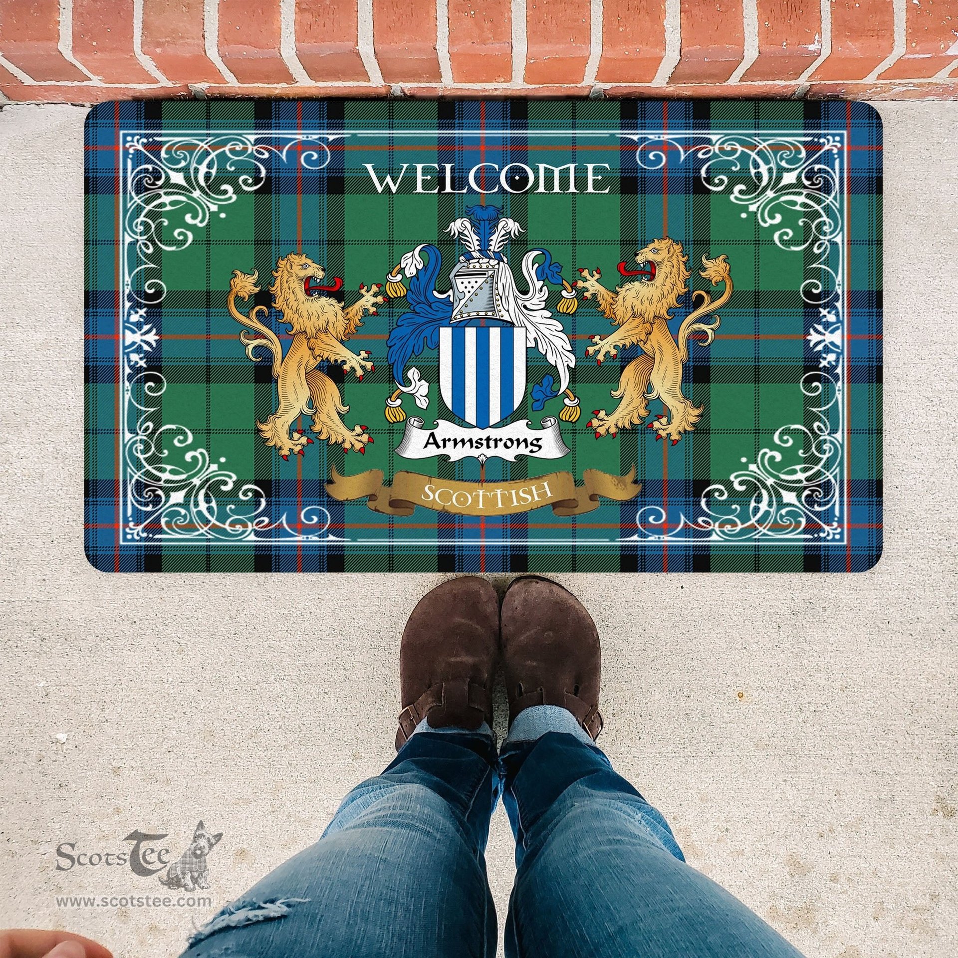 Personalized Doormat, Custom Door Mats, Tartan Door Mat The Family Armstrong Ancient Welcome Mat, Plaid Doormat Scottish, Custom Welcome Mats, Personalized Door Mat