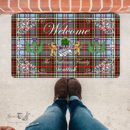 Personalized Doormat, Custom Door Mats, Welcome Mat Scottish Clan Badge Anderson Ancient Tartan Door Mat, Plaid Doormat With Thistle and Two Lion Scottish, Custom Welcome Mats, Personalized Door Mat