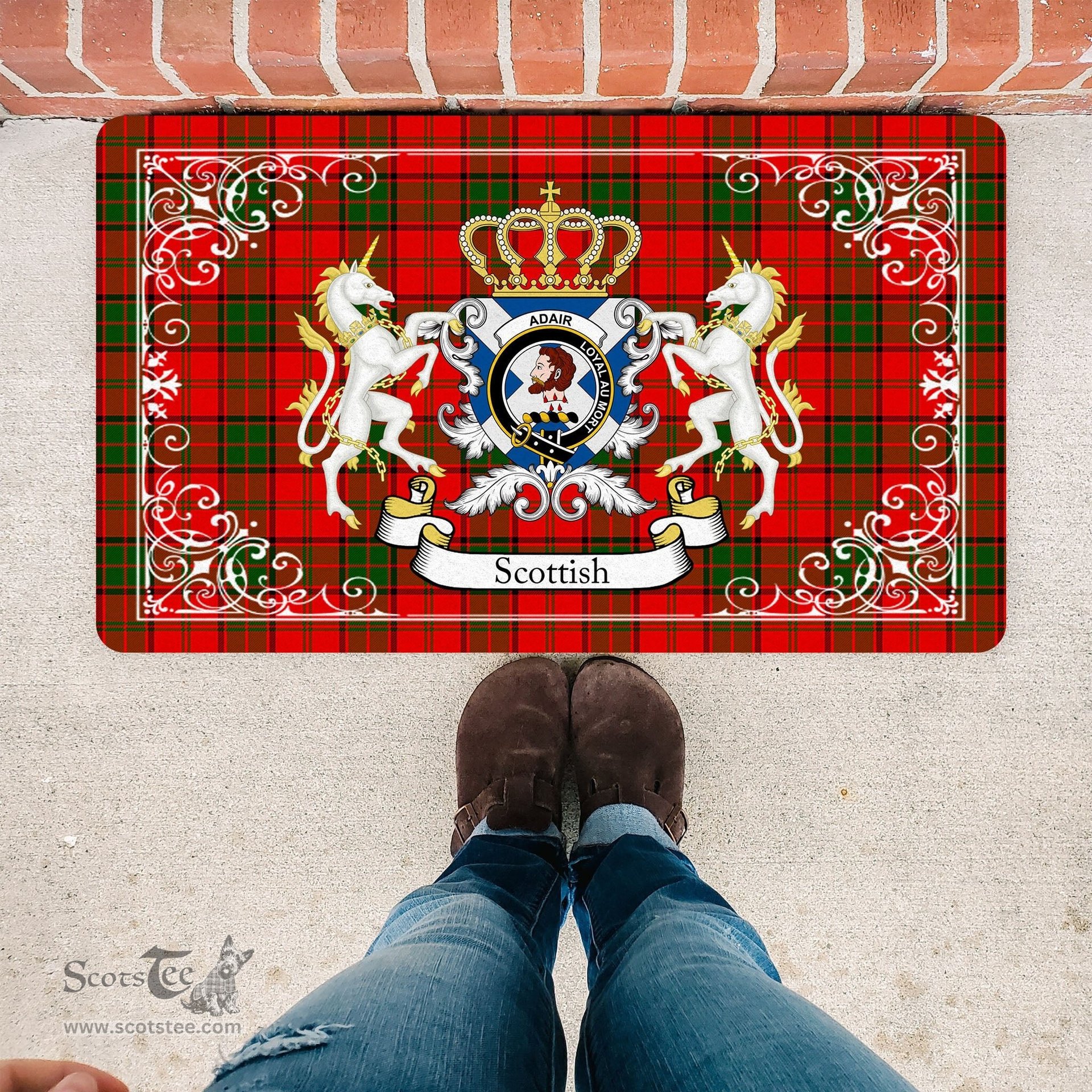 Personalized Doormat, Custom Door Mats, Welcome Mat Scottish Adair Tartan Door Mat, Plaid Doormat, Custom Welcome Mats, Personalized Door Mat