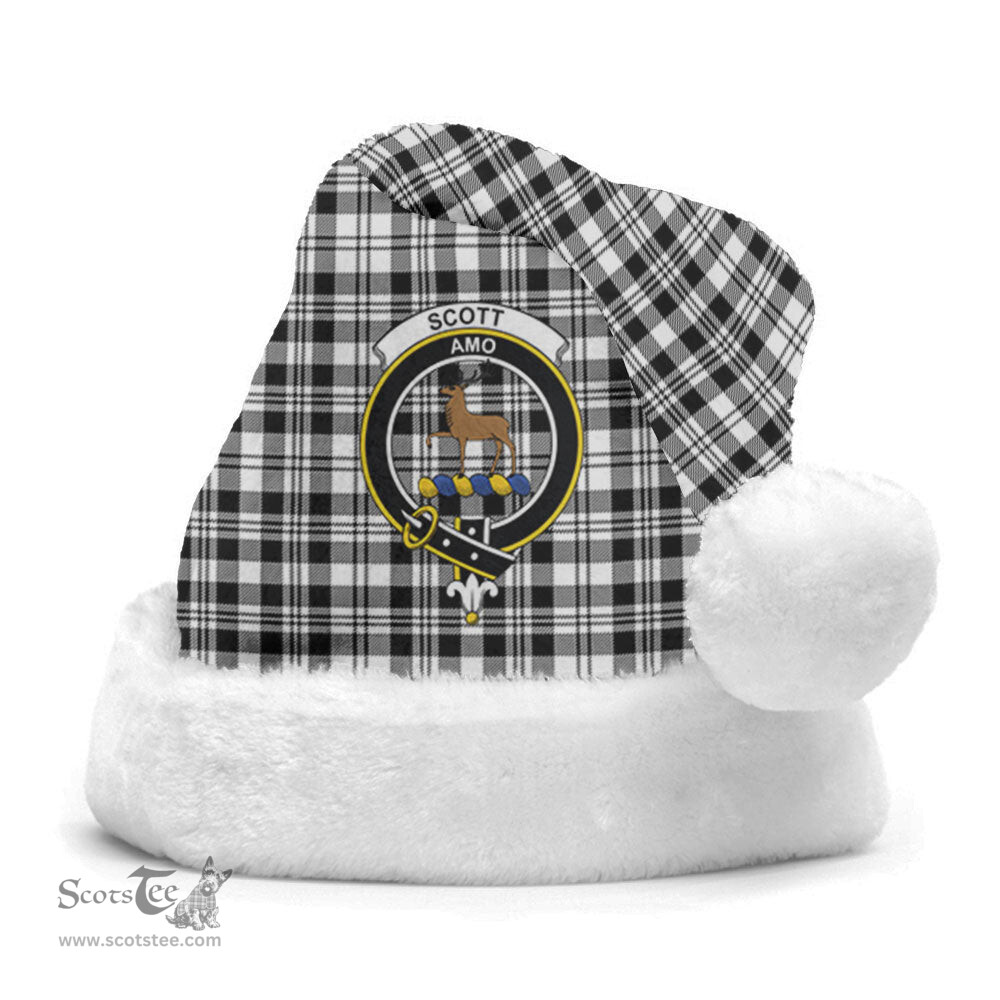 Scottish Scott Black & White Modern Clan Tartan Crest Plaid Christmas Hat Scottish Plaid - Tartan Plaid - ScotsTee