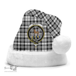 Scottish Scott Black & White Modern Clan Tartan Crest Plaid Christmas Hat Scottish Plaid - Tartan Plaid - ScotsTee