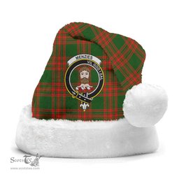 Scottish Menzies Green Modern Clan Tartan Crest Plaid Christmas Hat Scottish Plaid - Tartan Plaid - ScotsTee
