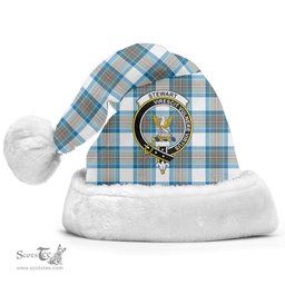 Scottish Stewart Muted Blue Clan Tartan Crest Plaid Christmas Hat Scottish Plaid - Tartan Plaid - ScotsTee