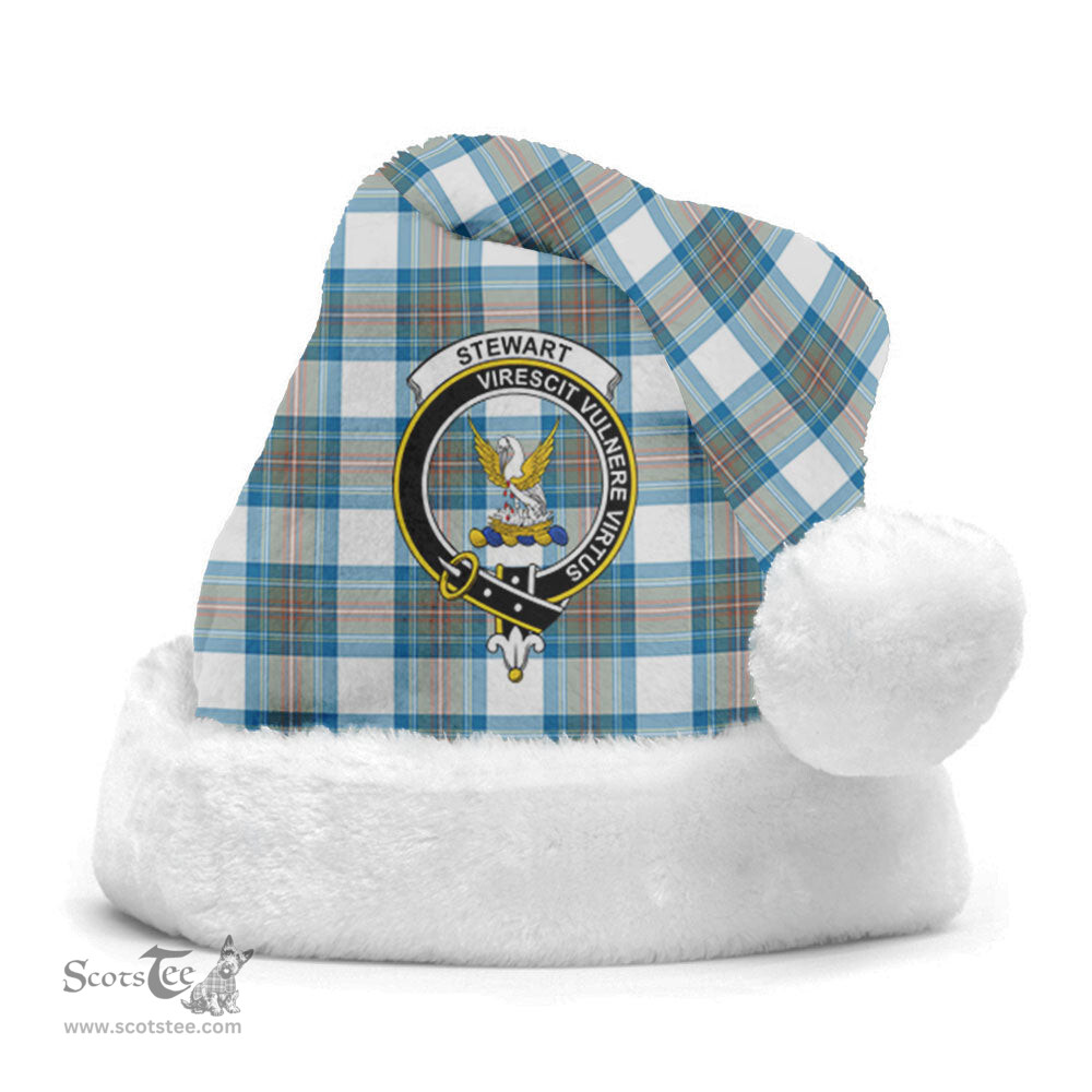 Scottish Stewart Muted Blue Clan Tartan Crest Plaid Christmas Hat Scottish Plaid - Tartan Plaid - ScotsTee