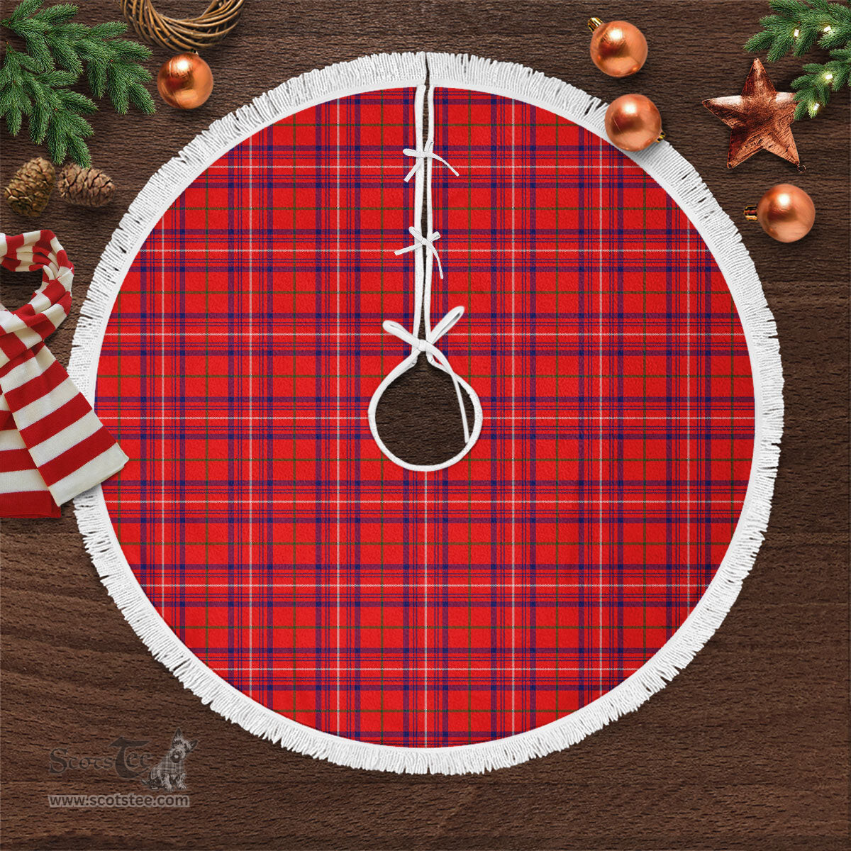 Rose Modern Tartan Christmas Tree Skirt Scottish Plaid Tartan Plaid - ScotsTee - scotstee.com