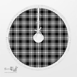 Menzies Black _ White Modern Tartan Christmas Tree Skirt Scottish Plaid Tartan Plaid - ScotsTee - scotstee.com