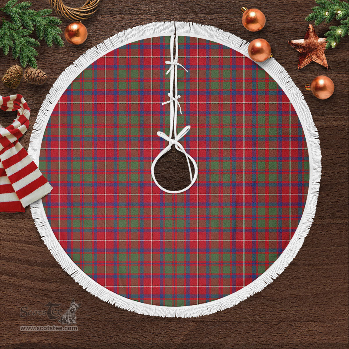 Shaw Red Modern Tartan Christmas Tree Skirt Scottish Plaid Tartan Plaid - ScotsTee - scotstee.com