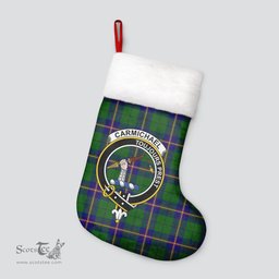 Scottish Carmichael Modern Clan Tartan Crest Christmas Stocking - Tartan Plaid Christmas Decor Scottish Plaid Tartan Plaid - ScotsTee - scotstee.com