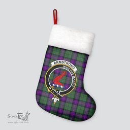Scottish Armstrong Modern Clan Tartan Crest Christmas Stocking - Tartan Plaid Christmas Decor Scottish Plaid Tartan Plaid - ScotsTee - scotstee.com