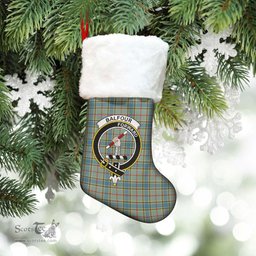 Scottish Balfour Blue Clan Tartan Crest Christmas Stocking - Tartan Plaid Christmas Decor Scottish Plaid Tartan Plaid - ScotsTee - scotstee.com