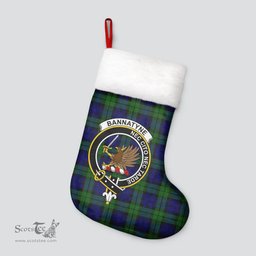 Scottish Bannatyne Clan Tartan Crest Christmas Stocking - Tartan Plaid Christmas Decor Scottish Plaid Tartan Plaid - ScotsTee - scotstee.com