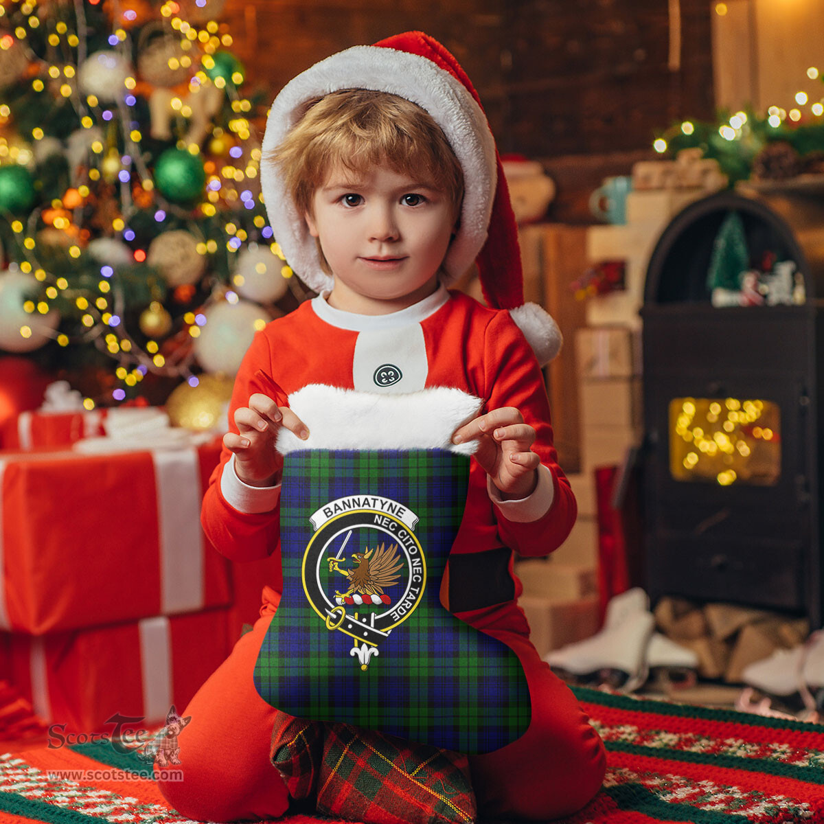 Scottish Bannatyne Clan Tartan Crest Christmas Stocking - Tartan Plaid Christmas Decor Scottish Plaid Tartan Plaid - ScotsTee - scotstee.com