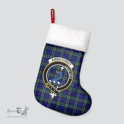 Scottish Arbuthnot Modern Clan Tartan Crest Christmas Stocking - Tartan Plaid Christmas Decor Scottish Plaid Tartan Plaid - ScotsTee - scotstee.com