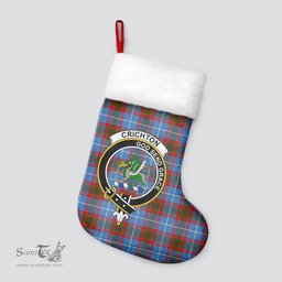 Scottish Crichton Clan Tartan Crest Christmas Stocking - Tartan Plaid Christmas Decor Scottish Plaid Tartan Plaid - ScotsTee - scotstee.com