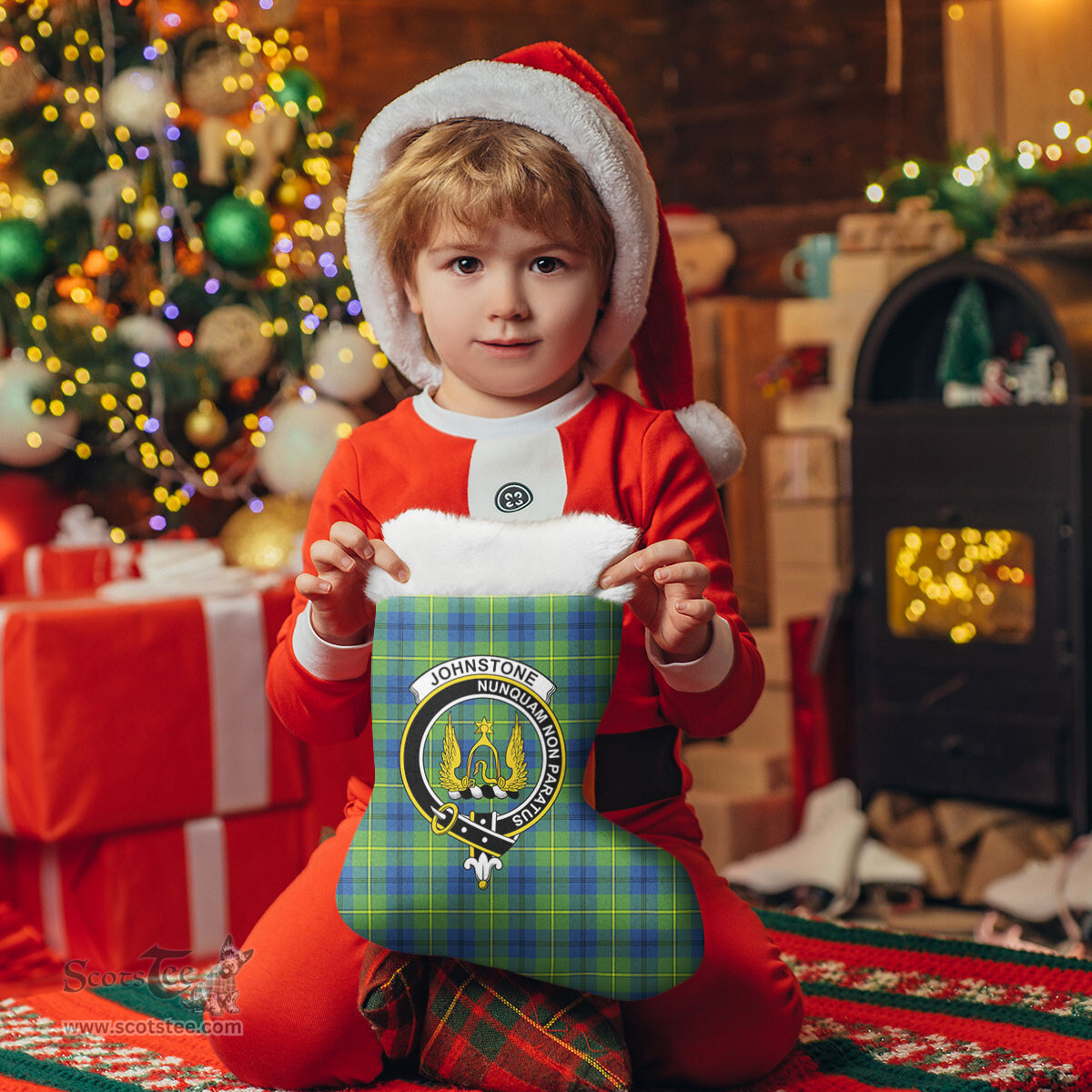Scottish Johnstone Ancient Clan Tartan Crest Christmas Stocking - Tartan Plaid Christmas Decor Scottish Plaid Tartan Plaid - ScotsTee - scotstee.com