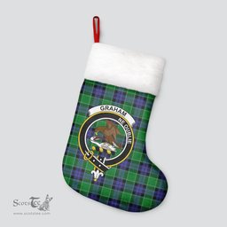 Scottish Graham of Menteith Modern Clan Tartan Crest Christmas Stocking - Tartan Plaid Christmas Decor Scottish Plaid Tartan Plaid - ScotsTee - scotstee.com