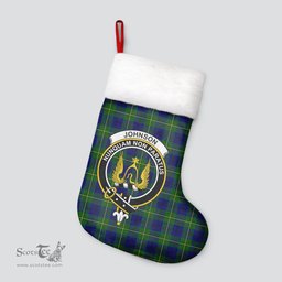 Scottish Johnson Modern Clan Tartan Crest Christmas Stocking - Tartan Plaid Christmas Decor Scottish Plaid Tartan Plaid - ScotsTee - scotstee.com