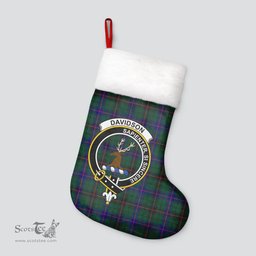 Scottish Davidson Modern Clan Tartan Crest Christmas Stocking - Tartan Plaid Christmas Decor Scottish Plaid Tartan Plaid - ScotsTee - scotstee.com