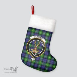 Scottish Gordon Modern Clan Tartan Crest Christmas Stocking - Tartan Plaid Christmas Decor Scottish Plaid Tartan Plaid - ScotsTee - scotstee.com