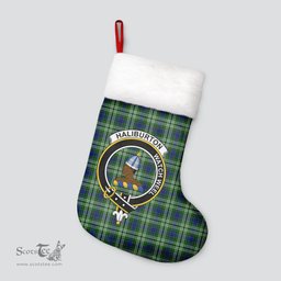 Scottish Haliburton Clan Tartan Crest Christmas Stocking - Tartan Plaid Christmas Decor Scottish Plaid Tartan Plaid - ScotsTee - scotstee.com