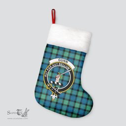 Scottish Gunn Ancient Clan Tartan Crest Christmas Stocking - Tartan Plaid Christmas Decor Scottish Plaid Tartan Plaid - ScotsTee - scotstee.com