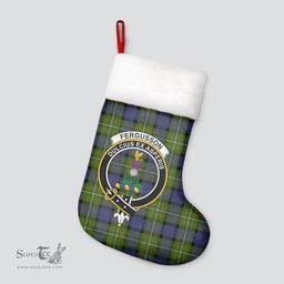 Scottish Fergusson Modern Clan Tartan Crest Christmas Stocking - Tartan Plaid Christmas Decor Scottish Plaid Tartan Plaid - ScotsTee - scotstee.com