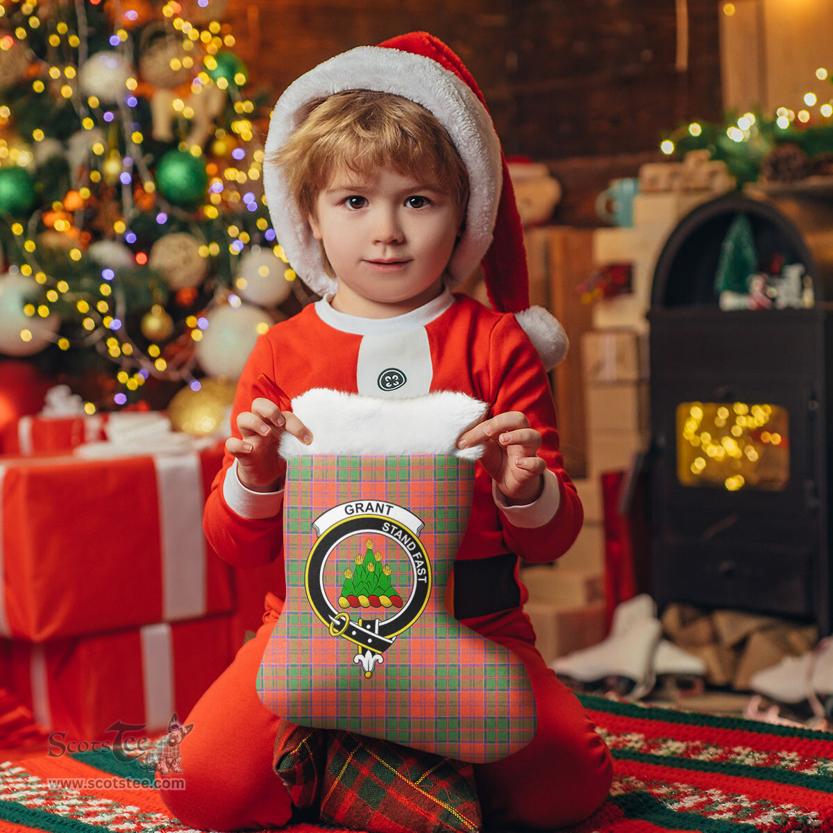 Scottish Grant Ancient Clan Tartan Crest Christmas Stocking - Tartan Plaid Christmas Decor Scottish Plaid Tartan Plaid - ScotsTee - scotstee.com