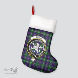 Scottish Inglis Modern Clan Tartan Crest Christmas Stocking - Tartan Plaid Christmas Decor Scottish Plaid Tartan Plaid - ScotsTee - scotstee.com