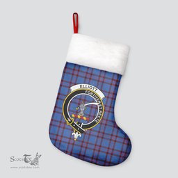 Scottish Elliott Modern Clan Tartan Crest Christmas Stocking - Tartan Plaid Christmas Decor Scottish Plaid Tartan Plaid - ScotsTee - scotstee.com