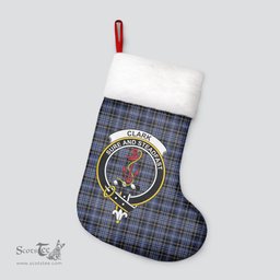 Scottish Clark Modern Clan Tartan Crest Christmas Stocking - Tartan Plaid Christmas Decor Scottish Plaid Tartan Plaid - ScotsTee - scotstee.com